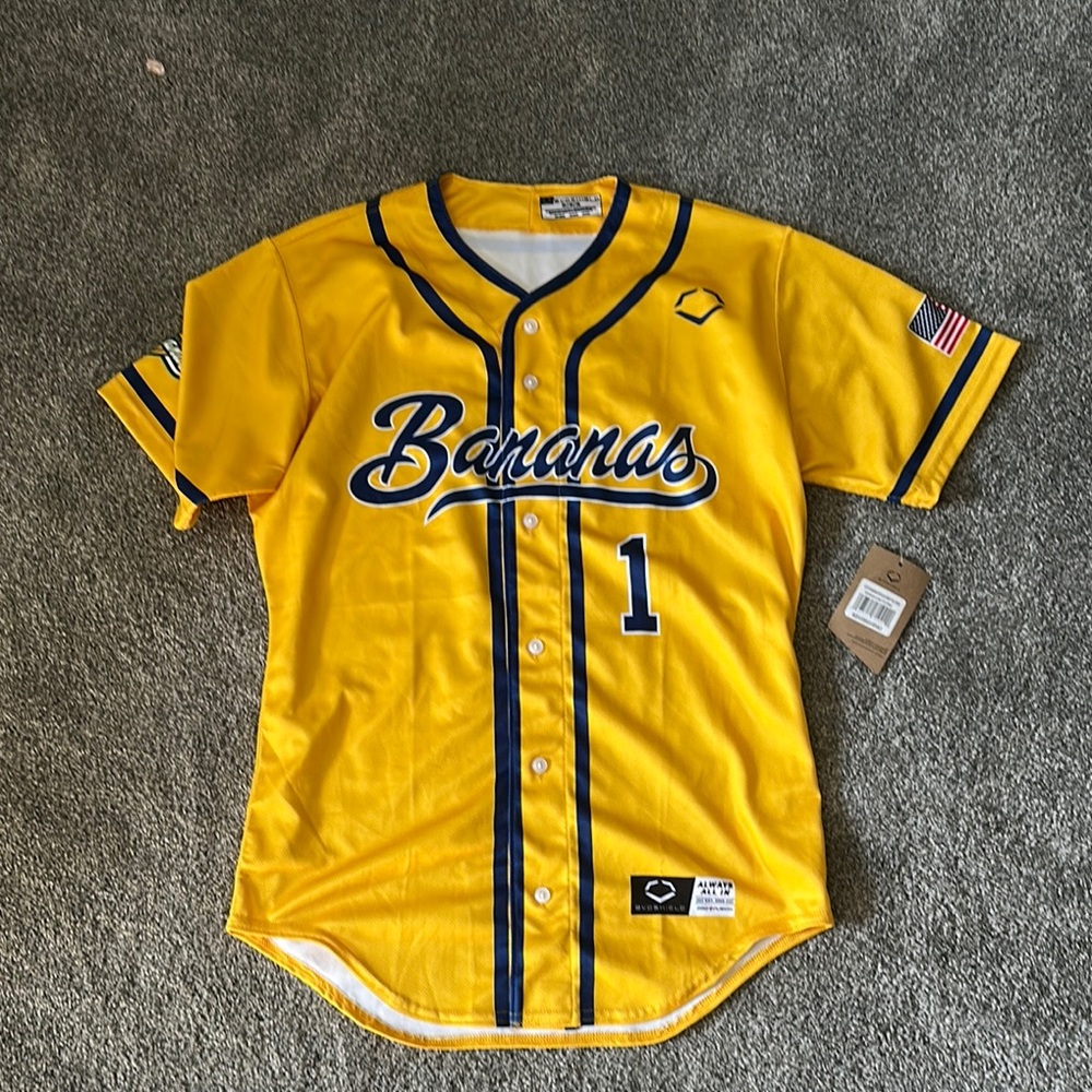 Yellow Baseball Jersey with Blue Accents